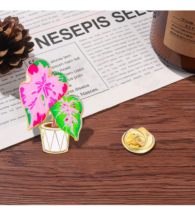8g Weight Brooches Classification Alloy Material Leaf, Plant Pattern Enamel Craft Cartoon Style Cute Sweet Pin Leaf Plant Alloy Enamel Unisex Brooches 3