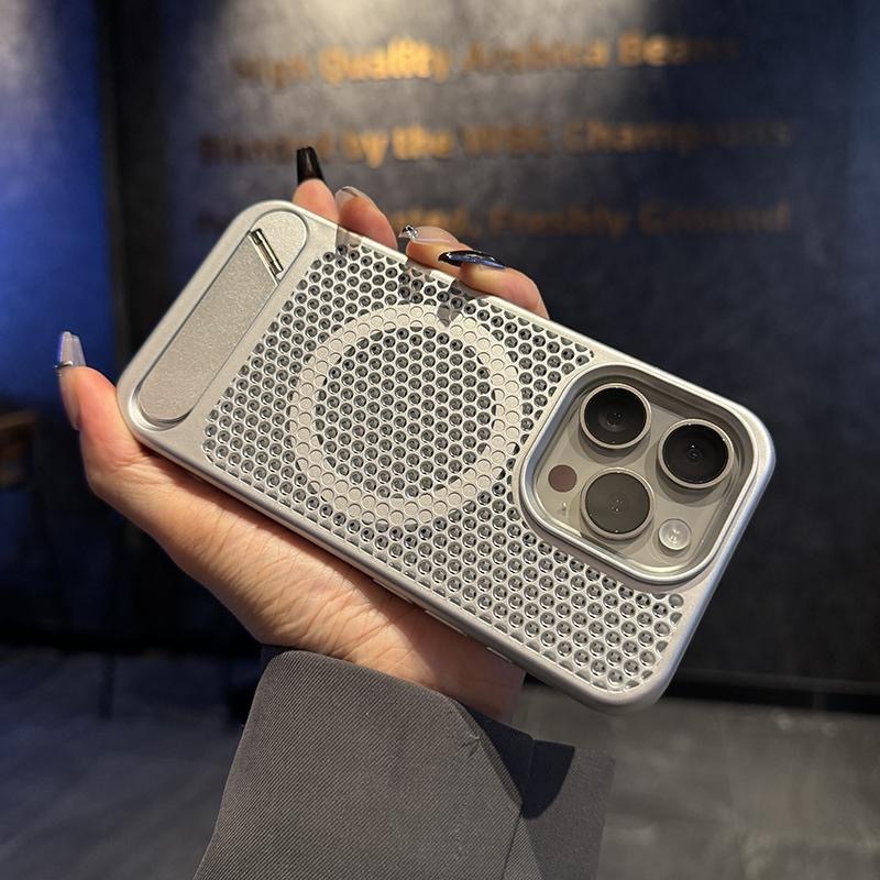 金属塗料適用アップル16promax携帯ケース磁気吸引放熱iphone15ステルスホルダー14ハードケース13|undefined