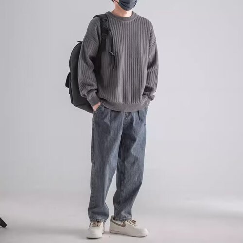 Stylish unisex spring new arrival Japanese retro knit sweater for versatile casual wear, suitable as a base layer or outerwear.