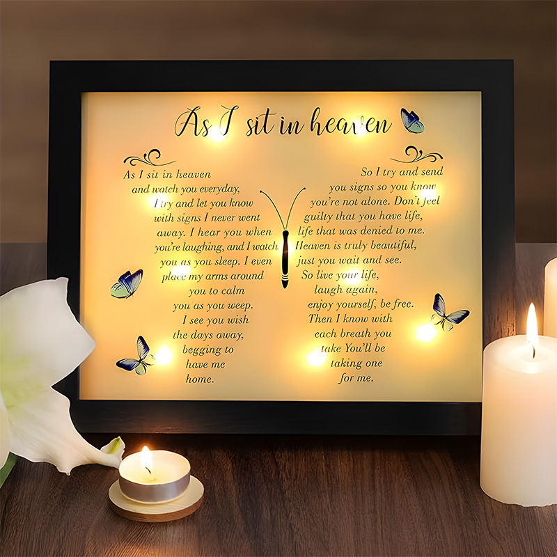 Cross Border New Wooden Lighting Painting Decorative Painting LED Light Gift Memorial Shadow Christmas Gift Box Led Photo Frame