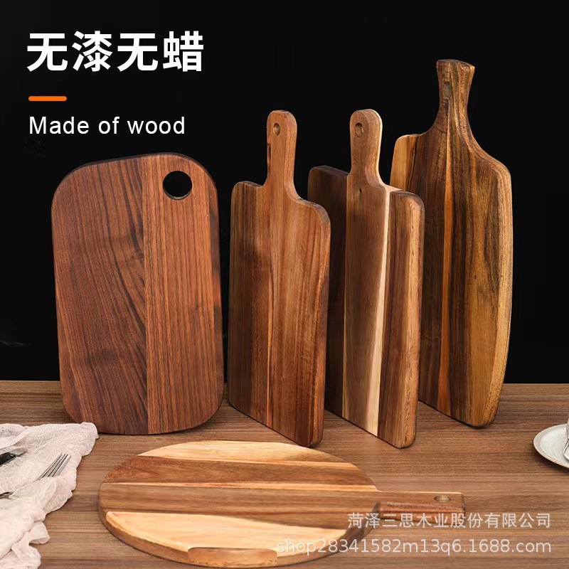 Cross-border wooden pizza board, household double-sided cutting board, wooden chopping board, Acacia wood cutting board