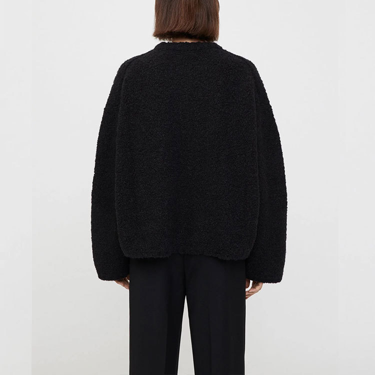 Fashionable elegant black woolen elastic knitted long-sleeve with a…