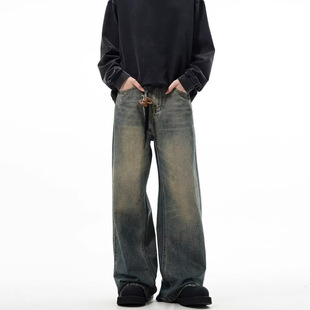 MADWITCH American Style cleanfit Casual Straight Leg Wide Leg Jeans Men's Retro vintage Loose Pants