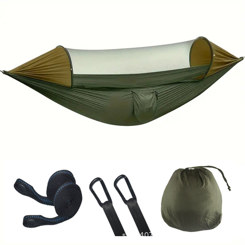Automático de apertura rápida con mosquiteros hamaca al aire libre simple y doble tela de nylon barra de campamento anti-mosquitos tipo de suspensión image 12