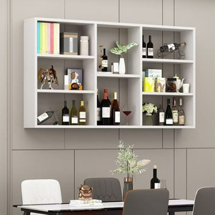 Solid Wood Wall Storage Rack Wall-Mounted Wine Rack Bookshelf Wall Background Wall Decorative Rack Hotel Multi-Layer Hanging Wall Cabinet