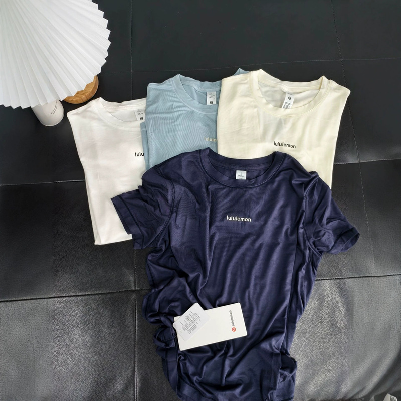 Lu Brand High-End Jersey Short-Sleeve Fitted Version 2026 Spring/Summer New Simple Letter Print Short-Sleeve T-Shirt