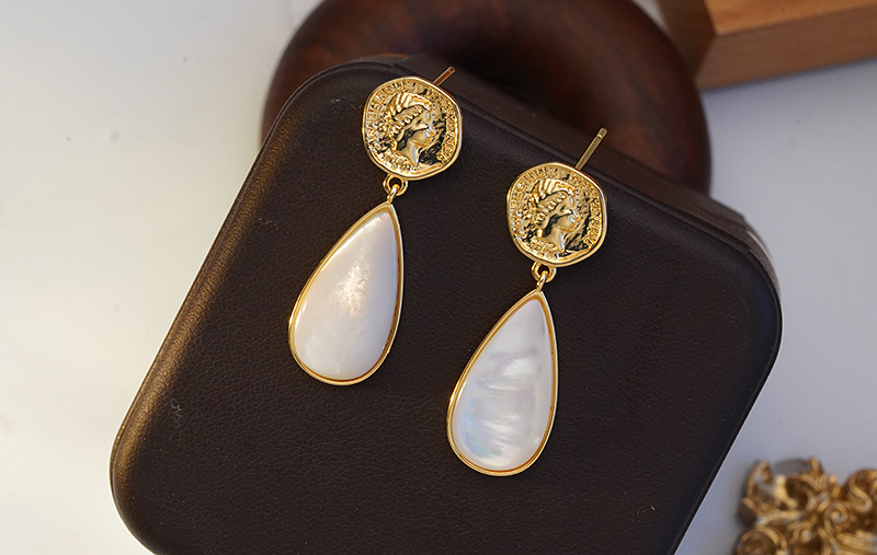 Retro Water Droplets Copper Inlay Zircon Drop Earrings 1 Pair