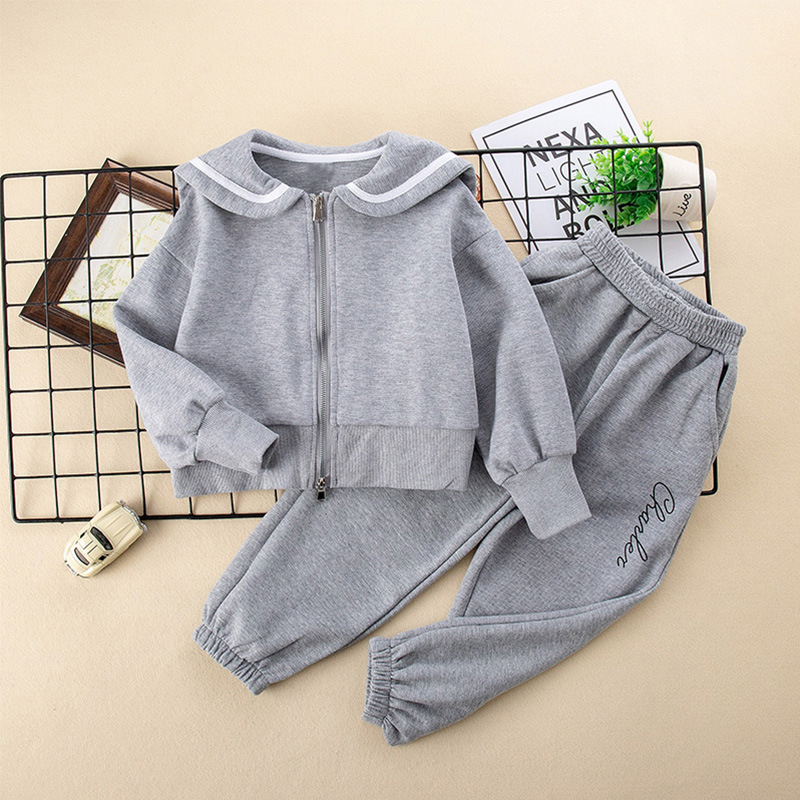 Conjunto deportivo de dos piezas para niña, nuevo estilo, moda infantil, talla mediana y grande, primavera y otoño, 2023_voghion.com