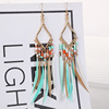 Cross -border explosion diamond -shaped color rice beads fine feather earrings in Pohemian court wind feathers ym800