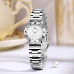 歌迪中古簡約鋼帶手錶女款高顏值防水女表新款不鏽鋼防水石英表