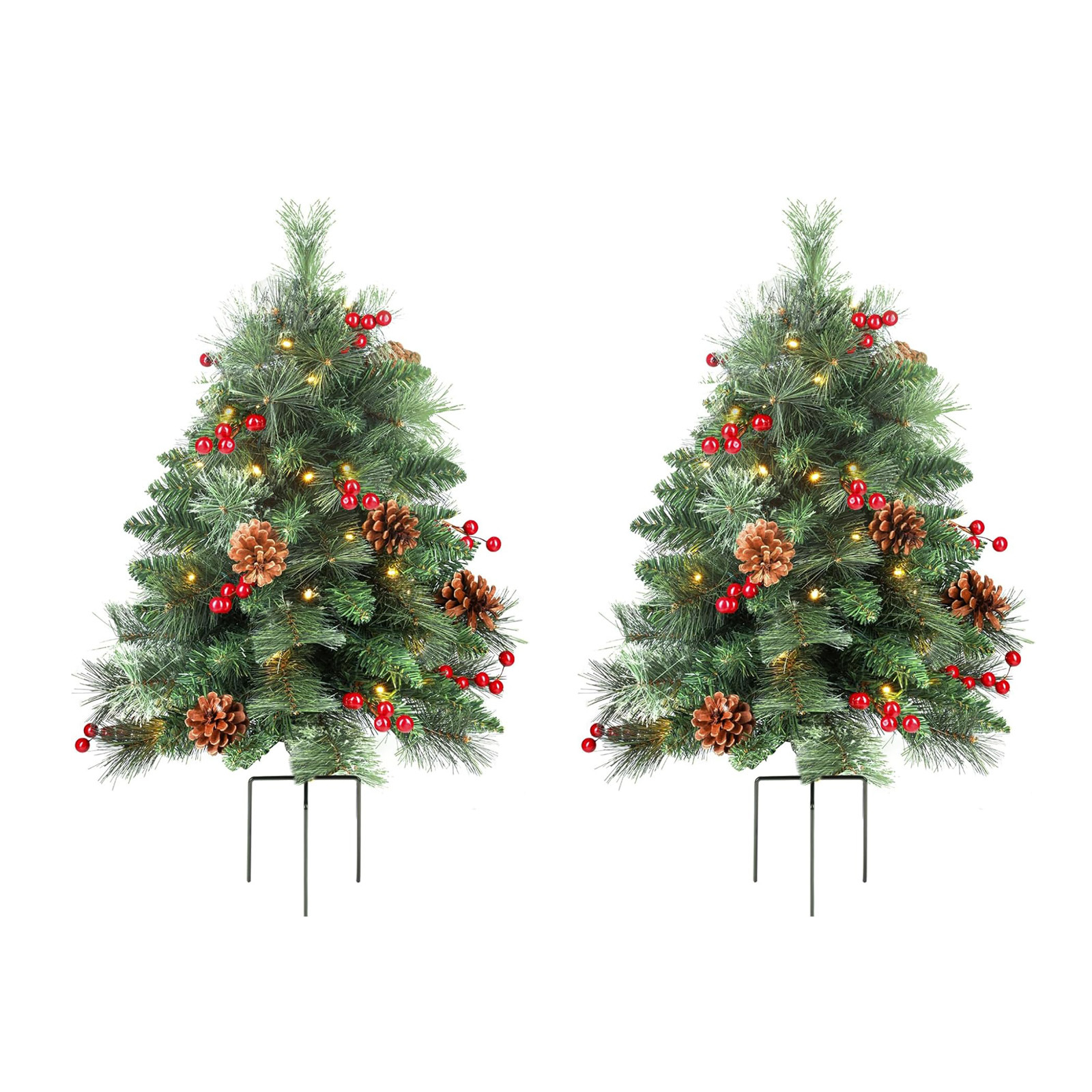 녹색 76cm 접지 나무 + 램프 + 이중 조각