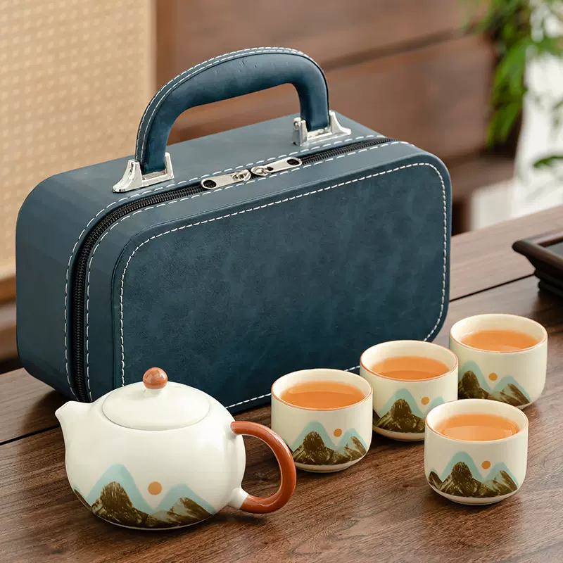 便携式旅行茶具小套装户外包汝窑功夫茶具泡茶壶商务礼品定制logo