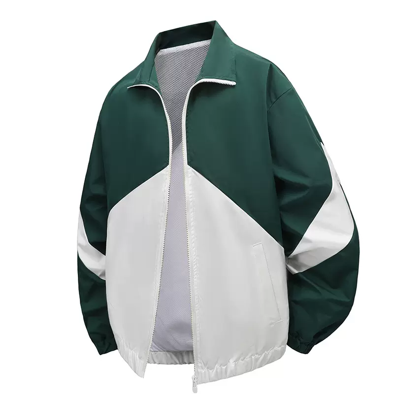 7752新款跨境专供欧码爆款新款撞色夹克男拼接潮牌时尚夹克男百搭