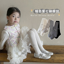 2024女童打底裤宝宝春秋卡通薄款内搭外穿纯色蝴蝶结儿童打底裤新