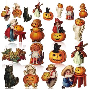 36 Pieces Thanksgiving Vintage Wood Hanging Autumn Decorations Hanging Pendant Halloween Holiday Party Home Decor
