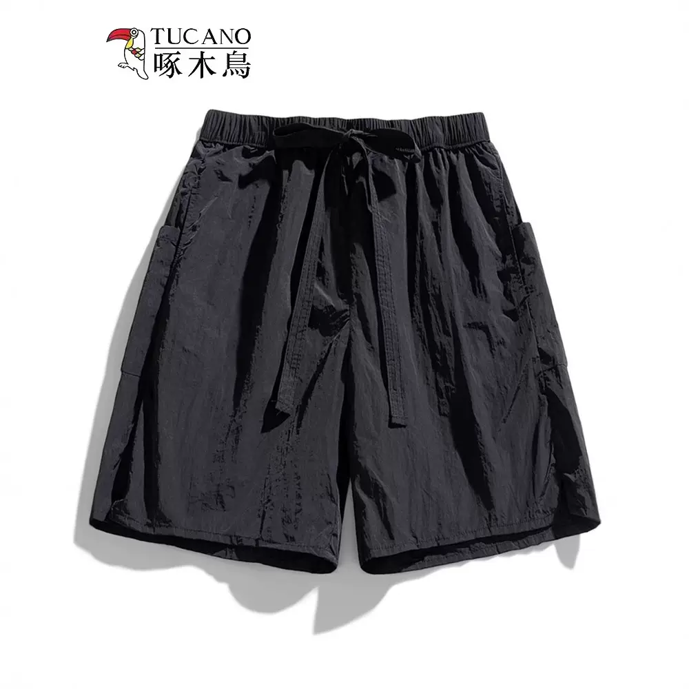 啄木鸟冰丝短裤男夏季薄款2025新款宽松沙滩裤直筒运动休闲五分裤