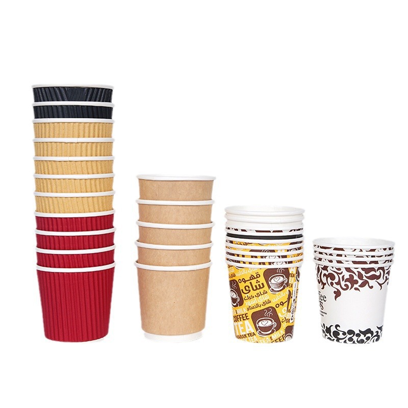 Taza de papel pequeña desechable pequeña taza de café 4oz100ml taza corrugada taza de papel de doble capa taza de bebida engrosada venta directa de fábrica