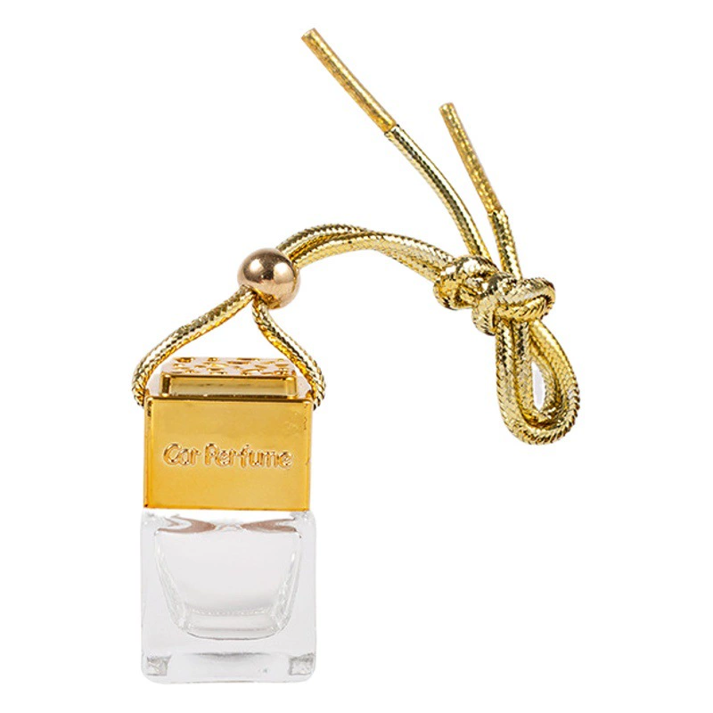 8 мл квадратный прозрачный водный куб золото и серебро черный Автомобильный флакон духов золото и серебро черный полый квадратный автомобильный кулон