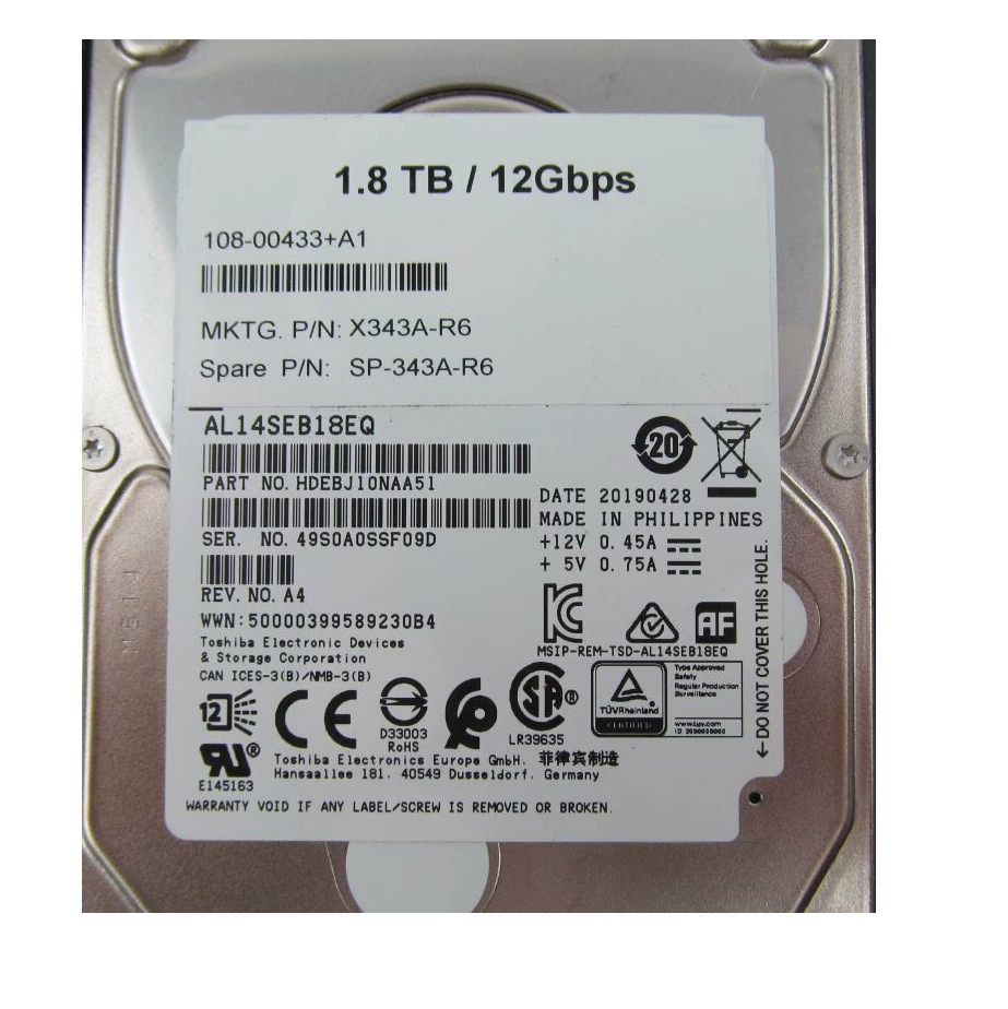 Новейший NetApp 1.8TB SAS 10K 2.5-дюймов внутренний серверный жесткий диск E-X4122A