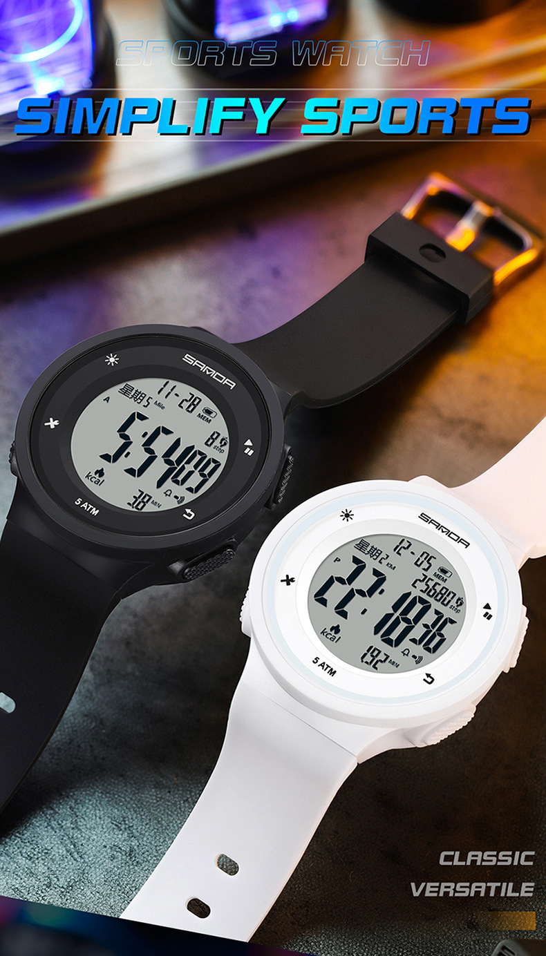 SANDA Watch Step Calories Multifunctional Luminous Waterproof Outdoor Mountaineering Electronic Watch_voghion.com