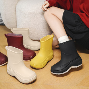 �r����ЬŮʽ��Ͳ��ѥ�⴩��ˮ������ɫ�zЬ�N������ϴ܇������ĥ