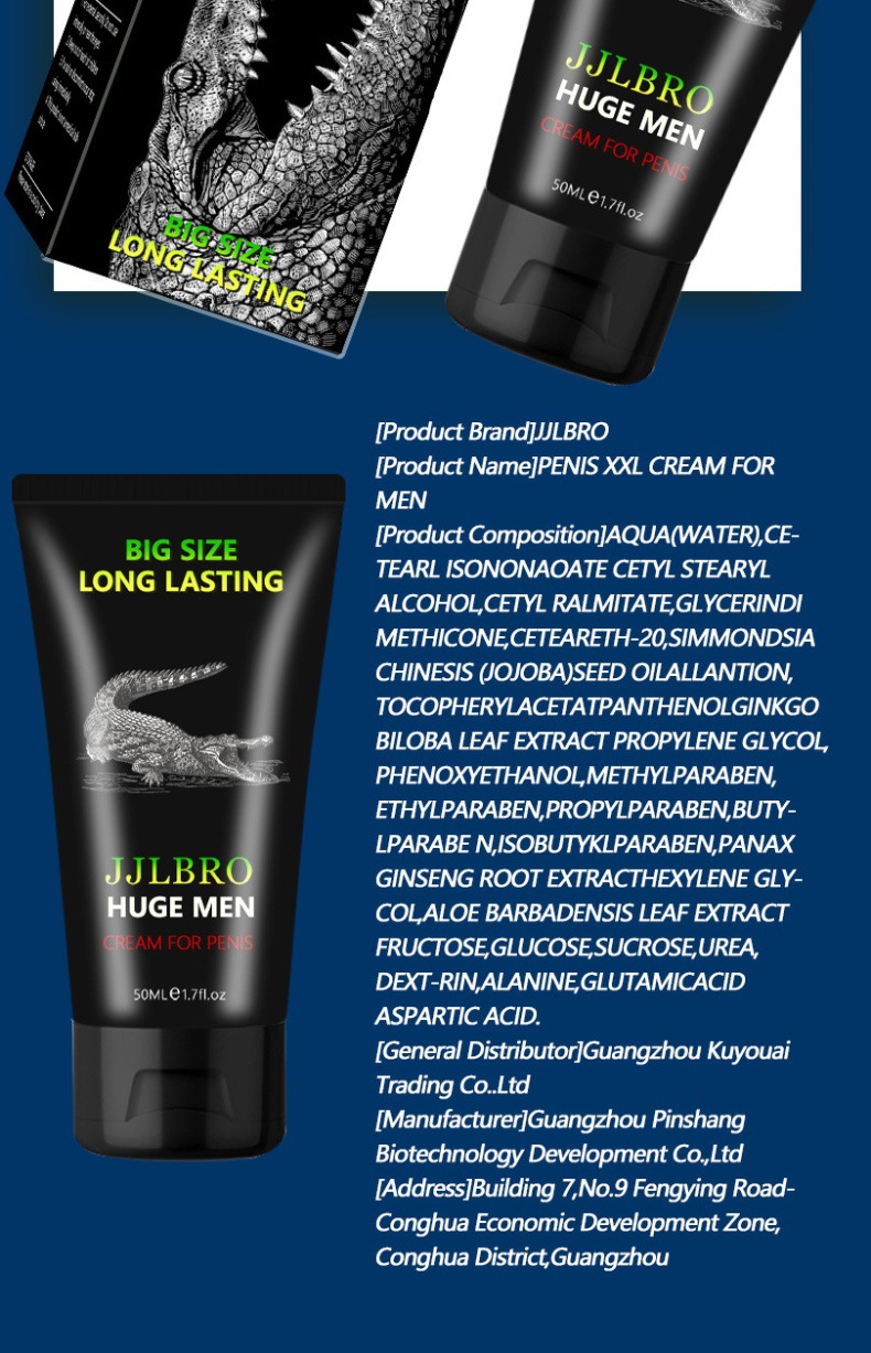 JJLBRO HUGE MAN Crocodile Crema per massaggio del pene maschile Gel nutriente e riparatore per tessuti cavernosi per adulti_voghion.com