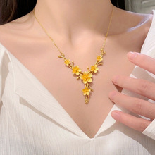 繁花似锦金色花朵项链女式轻奢高级感锁骨链节日婚庆小众项饰礼物