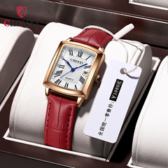 Square ladies fashion genuine leather waterproof watch Guangdong source watch wholesale quartz watch