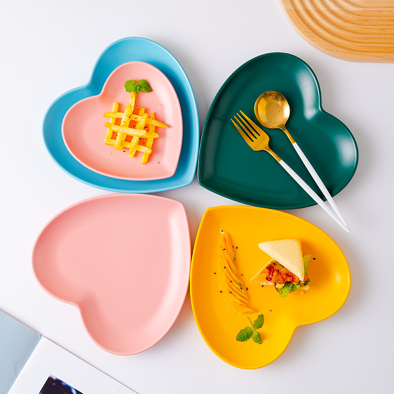 New Home Underglaze Orange Peel Heart Vegetable Plate Children's Creative Breakfast Love Plate Commercial Irregular Ceramic Baking Tray
