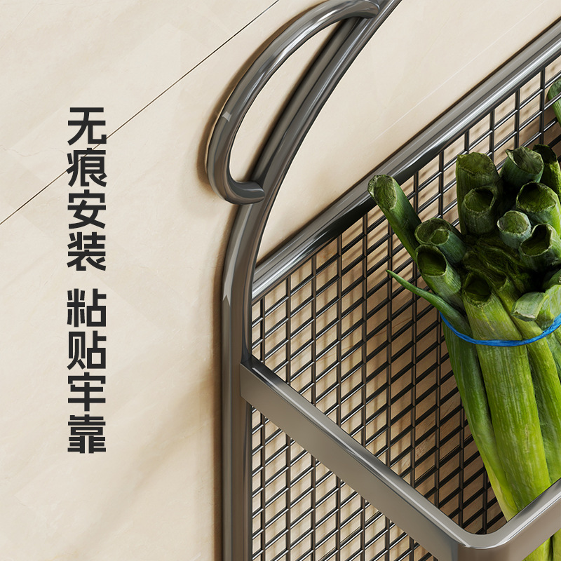 厨房葱姜蒜置物架墙面免打孔壁挂式家用收纳架果蔬菜多功能储物架|undefined
