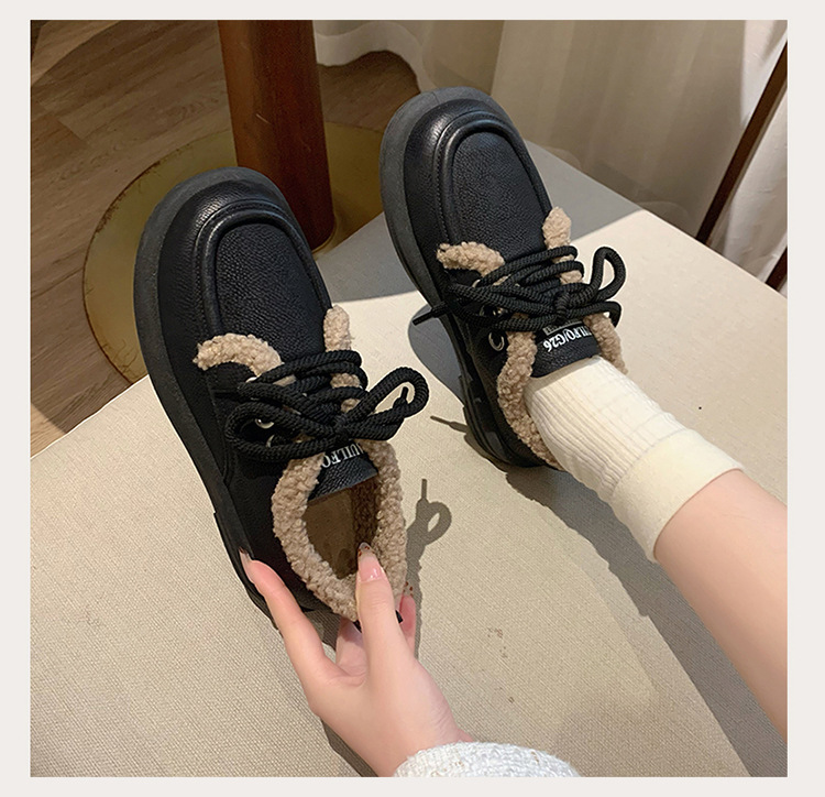 Kleine Lederschuhe im britischen Stil, trendige Winternische für Mädchen, Isolierung aus Baumwollplüsch mit niedrigem Absatz, Außenschuhe mit weicher_voghion.com