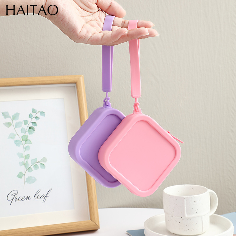 Bolsa de silicona, bolsa de almacenamiento, monedero, bolsa para auriculares, bolsa cuadrada pequeña, mini billetera, tarjeta de llave de dibujos animados portátil
