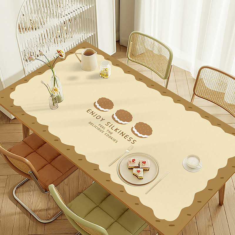 Table Mat Leather Waterproof Disposable Heat Insulated Tablecloth Cream Style Rectangular Desktop Protective Mat Coffee Table Tablecloth Mat