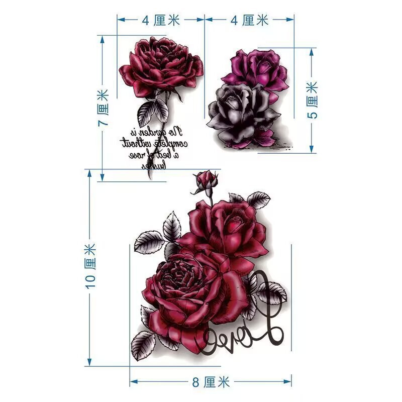 Rose Tattoo Sticker Transfer Cross-border Foreign Trade Summer Festival Concert Music Festival Ankle Clavicle Sticker