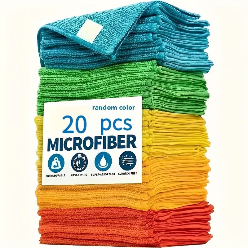Cross-Border Temu Multifunctional Kitchen Cleaning Cloth, Solid Color Microfiber Scouring Pad, Strong Water Absorption Kitchen Towel