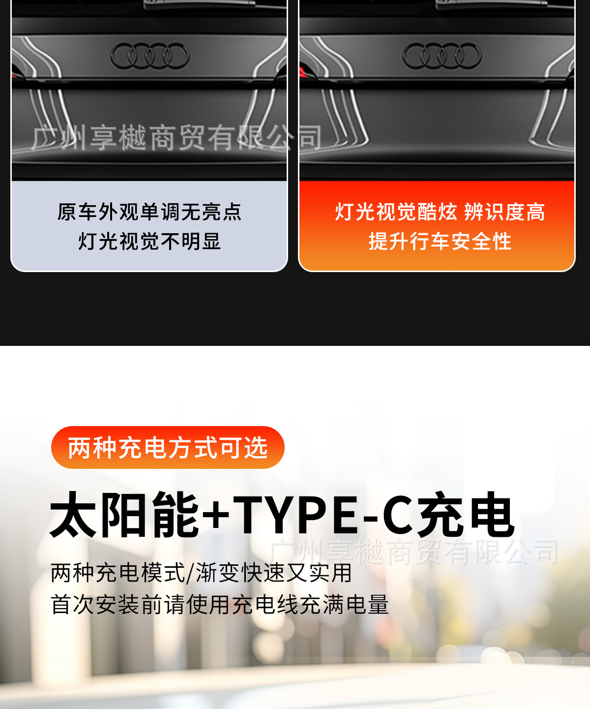 Cross-Border Automotive Solar-Powered Car Dynamic Devil's Eye Led Expression Light Warning Light Truck Vehicle Eye Light