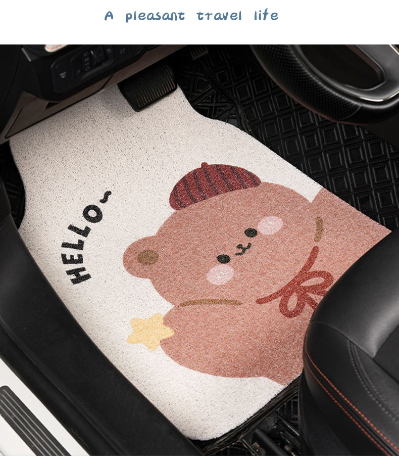 Cartoon Car Floor Mats, Cute Bear Car Anti-Slip Wear-Resistant Carpet Mats, Creative General Car Decoration Supplies