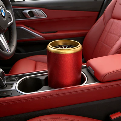 Car Cup Holder Fragrance Diffuser, Perfplant seat - short-red-bucket-body-with-gold-lid-empty-bucket-soap-not-included