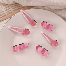 水蜜桃透明粉色发夹日系甜美少女软妹侧边碎发BB夹刘海夹头饰