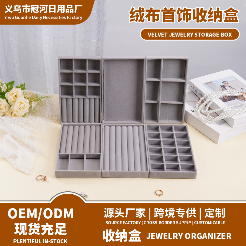 Velvet Jewelry Storage Box, Jewelry Box, Ring, Earrings, Bracelet, Necklace Storage and Display Rack, Drawer-Type Liner