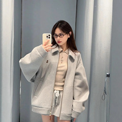 现货高品质MU家新款翻领卫衣外套百搭休闲长袖夹克上衣男女同款