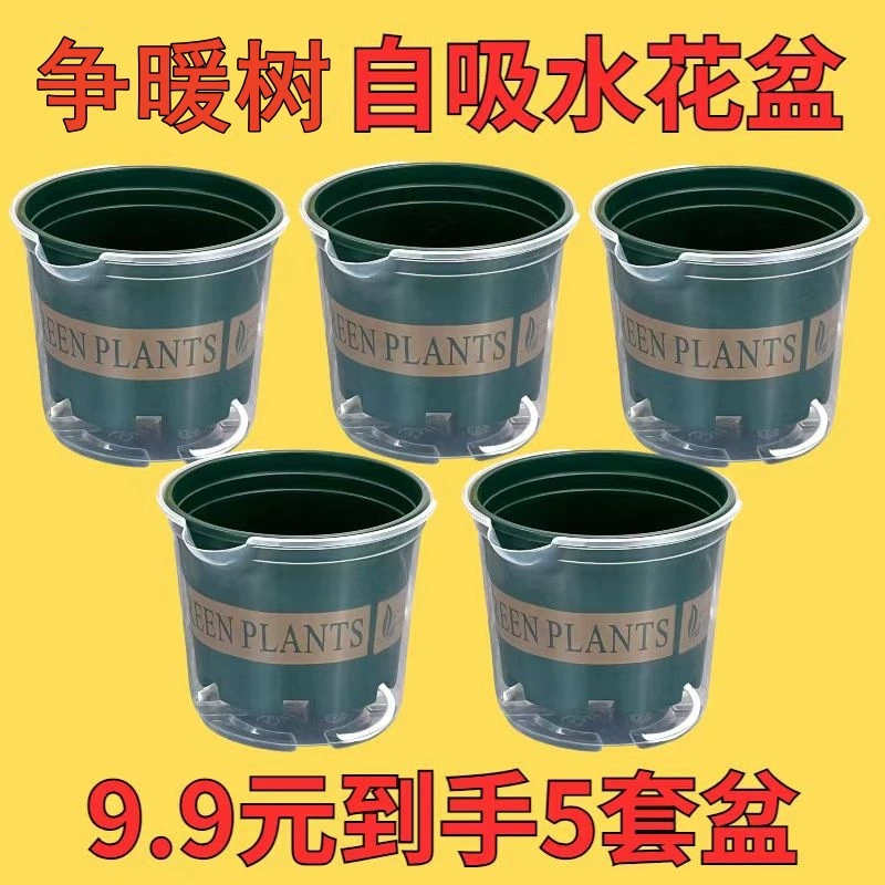 Цветочный горшок для зеленой редиски, ленивый автоматический водопоглощающий двухслойный пластиковый горшок для внутреннего балкона, без полива, прозрачный галлонный горшок для хранения воды
