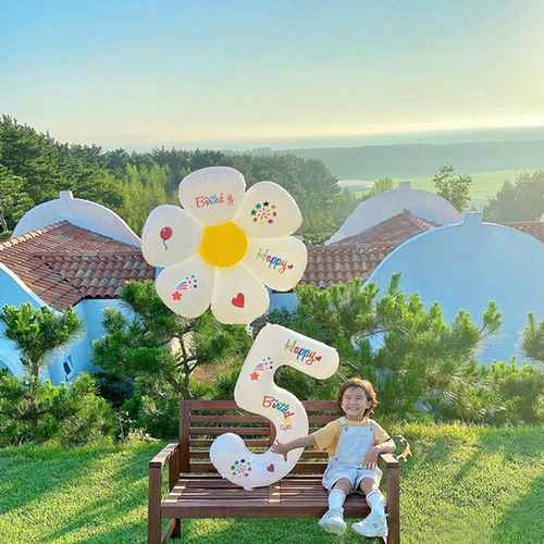 32-inch Digital Aluminum Mold Balloon White Outdoor Children's First Birthday Party Decoration Scene Setup Photo Prop