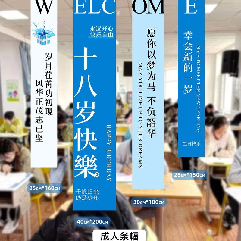 18岁成人礼场景装饰挂布男女孩生日派对条幅工厂批发背景布置|undefined