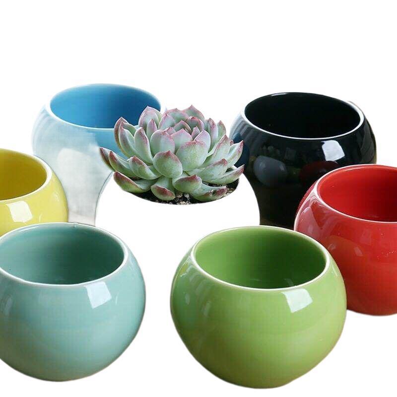6 macetas de cerámica carnosas personalidad simple fresca pequeña maceta de color cuadrada balcón carnosas una pieza