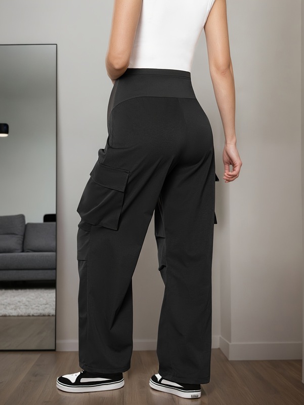 女性用ハイウエストマタニティカーゴパンツ、伸縮性クロスボーダー|undefined
