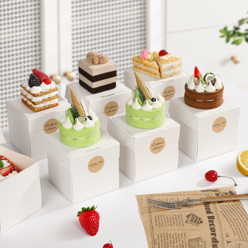 高颜值压纹小蛋糕盒慕斯巴斯克千层切块烘焙包装甜品打包盒商用