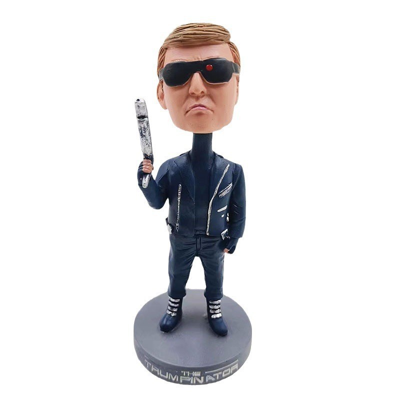 Hecho a mano EE. UU. Presidente Trump sacudiendo la cabeza de la muñeca de escritorio creativo decoración del gabinete del vino decoración del hogar resina transfronteriza