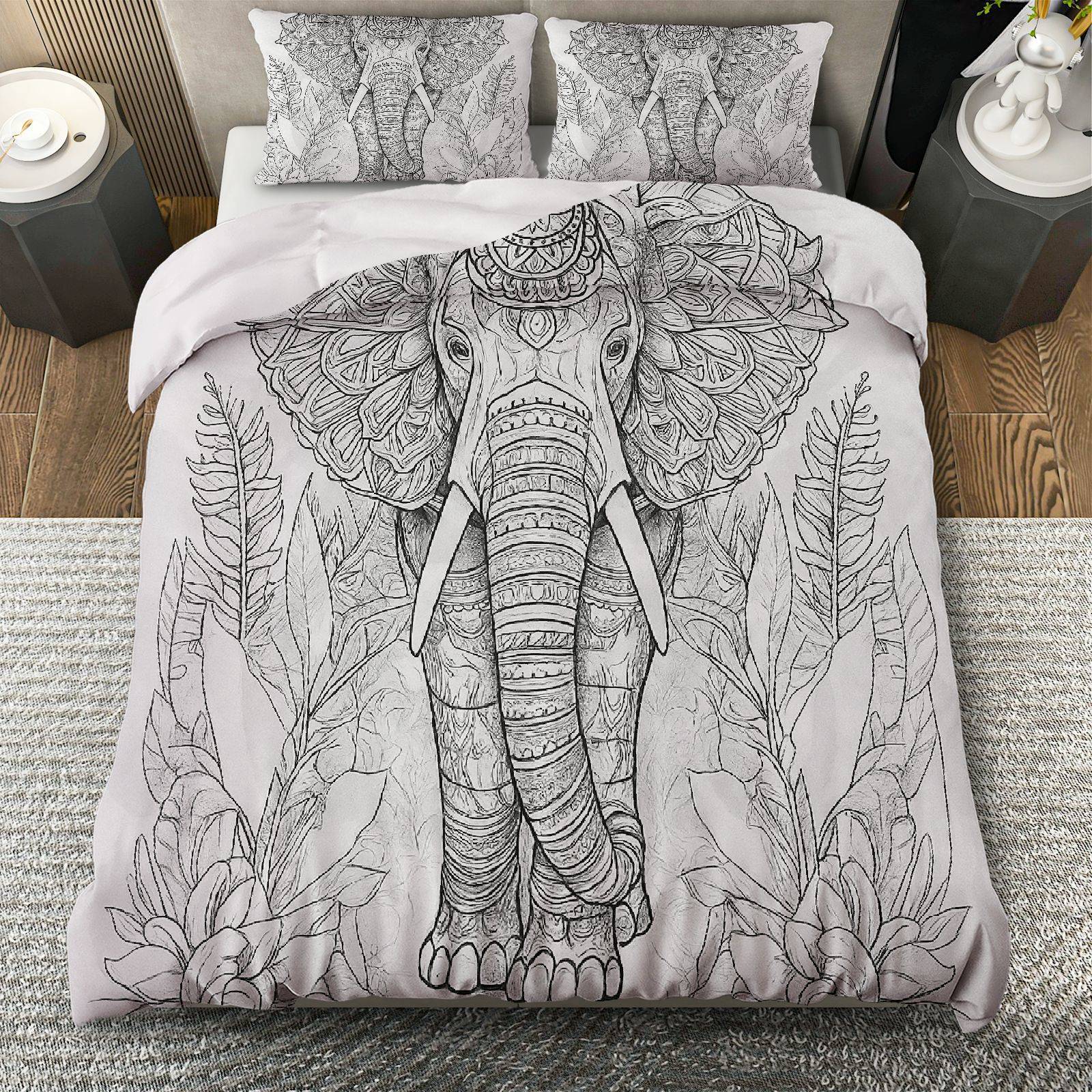 TEMU / JIT abrasión impresión digital rosa roja elefante mariposa suave quilt kit fabricante de origen transfronterizo