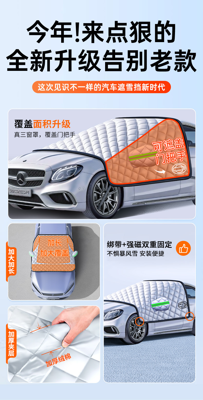 Car Snow Cover, Front Windshield Anti-Freeze Cover, Front Window, Window Anti-Frost Cover, Door Handle Rain Cover